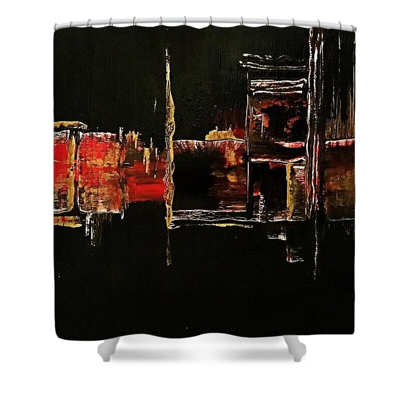 Collage Shower Curtain featuring the painting Abstract by Tanja Leuenberger
