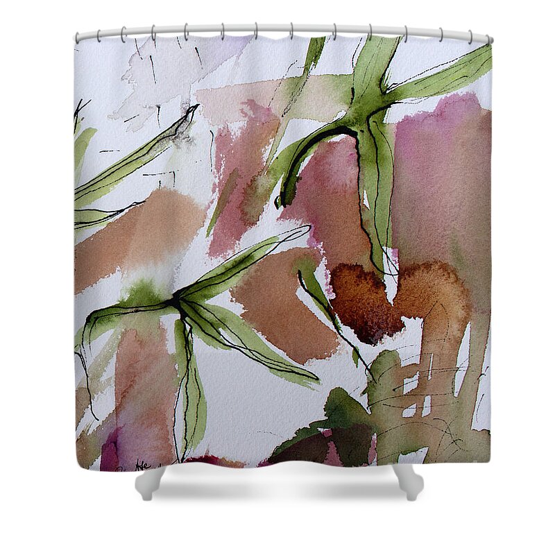Abstract Art Shower Curtain featuring the painting Abstract Watercolors In The Thistle Field by Ginette Callaway