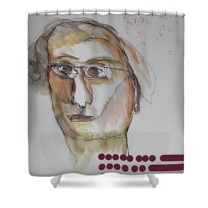 Abstract Shower Curtain featuring the painting Abstracted realism portrait 3122023 by Cathy Anderson