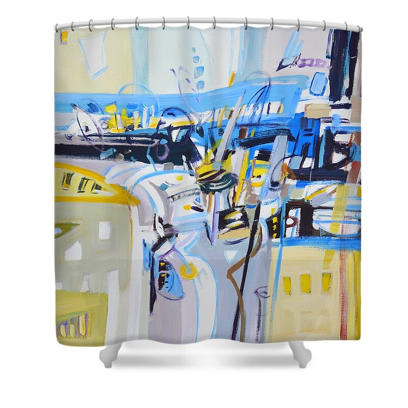 Abstraction Shower Curtain featuring the painting Abstraction 23 by Iryna Kastsova
