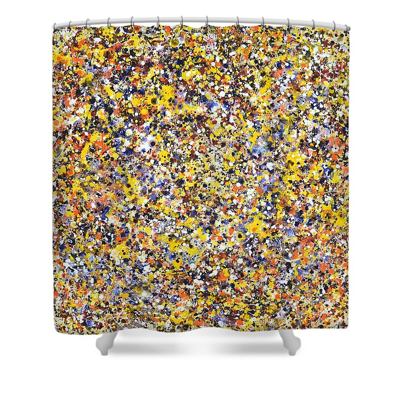 Expression Shower Curtain featuring the painting 	Abstraction squared. by Iryna Kastsova