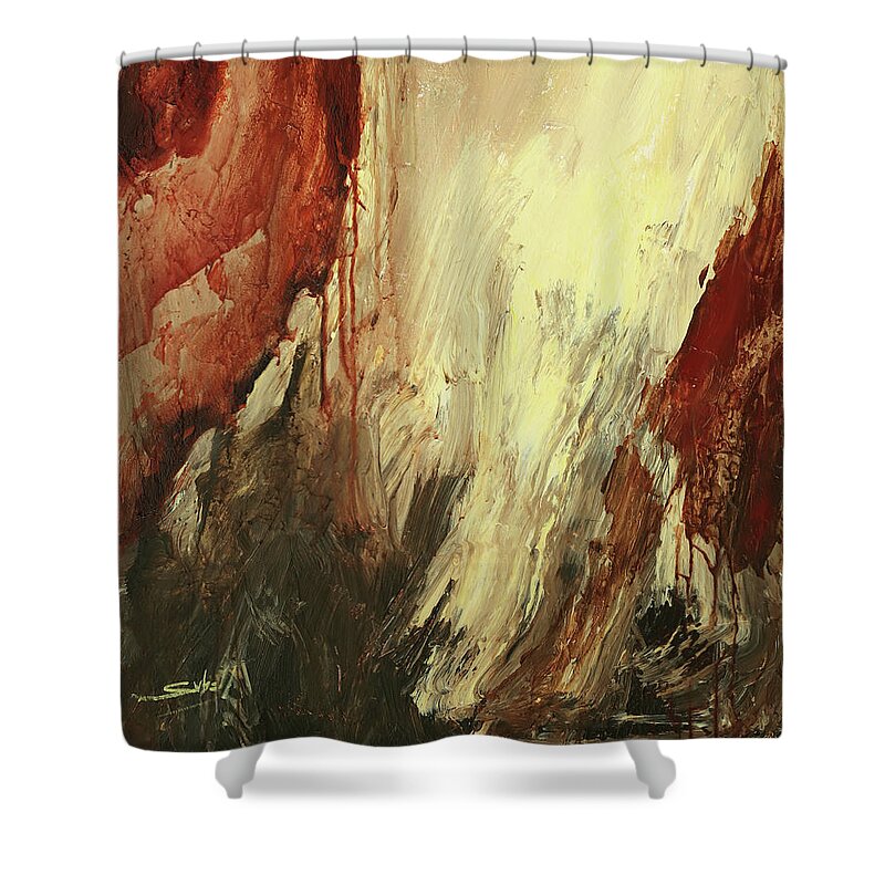 Abyss Shower Curtain featuring the painting Abyss Revision II by Sv Bell