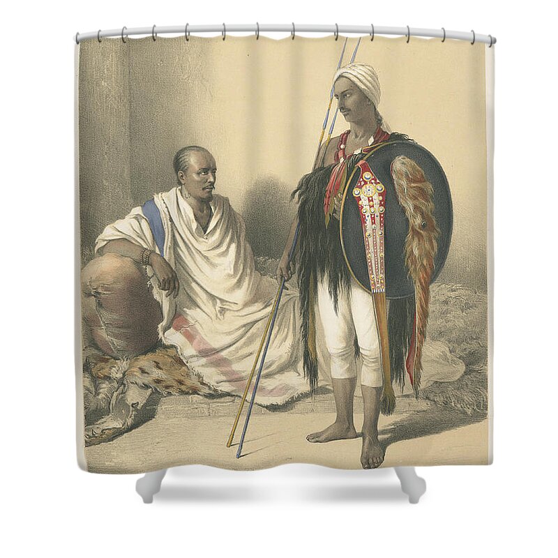 Abyssinian Priest And Warrior Shower Curtain featuring the painting Abyssinian priest and warrior by Artistic Rifki