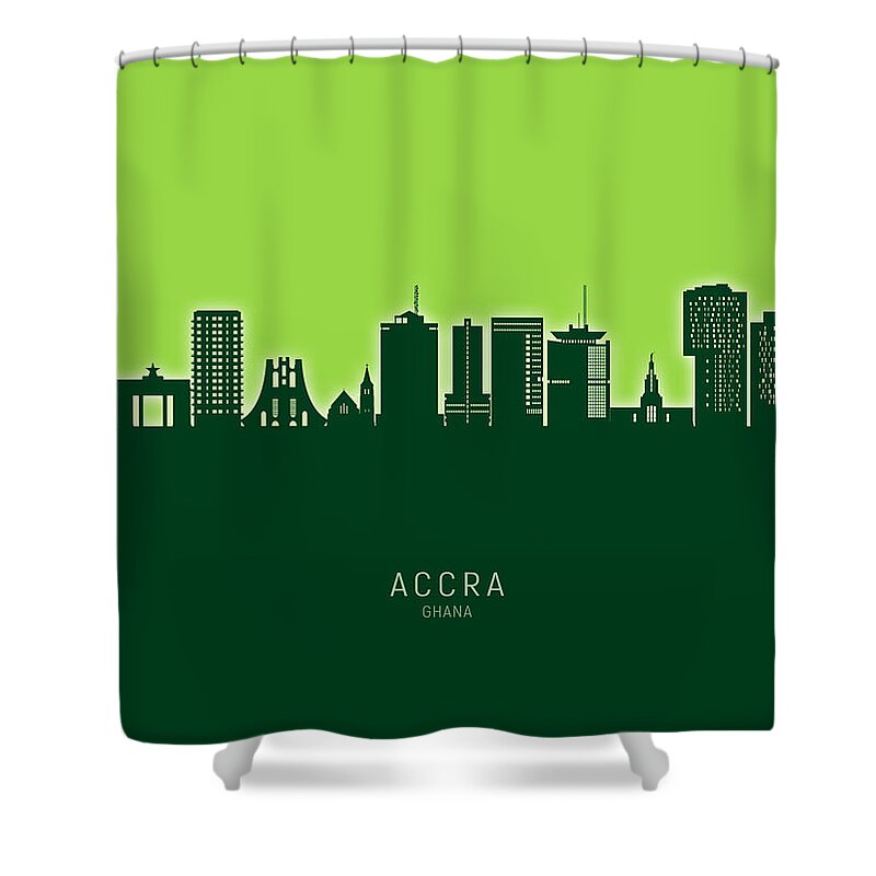 Accra Shower Curtain featuring the digital art Accra Ghana Skyline #76 by Michael Tompsett