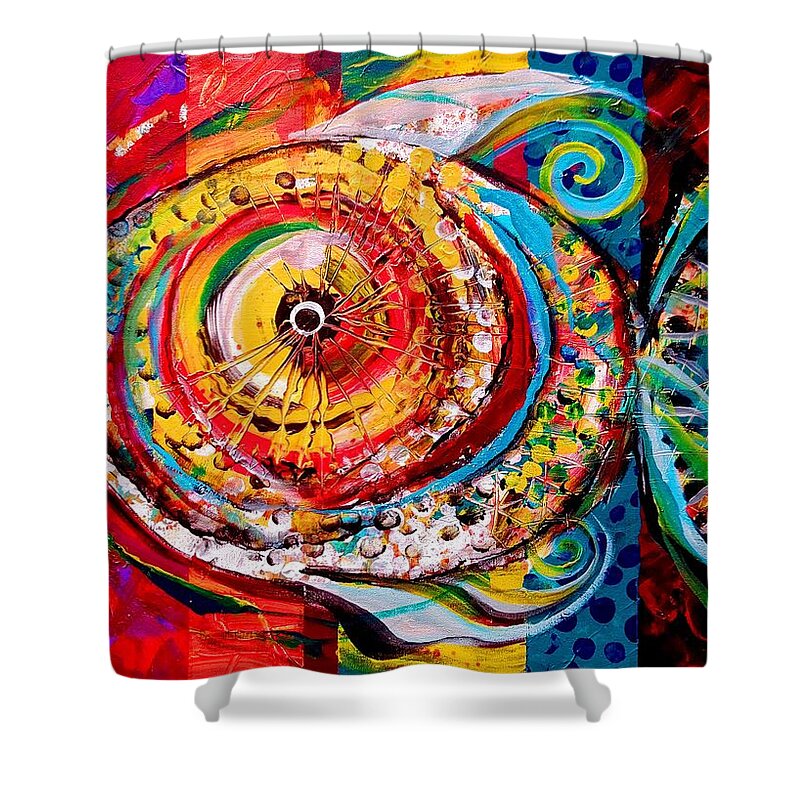 Fish Shower Curtain featuring the painting AcidFish Junior by J Vincent Scarpace