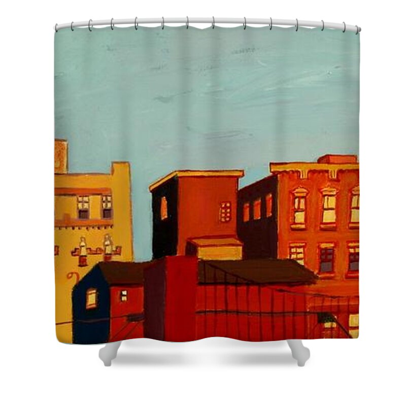 Landscape Shower Curtain featuring the painting Across the Canal by Debra Bretton Robinson