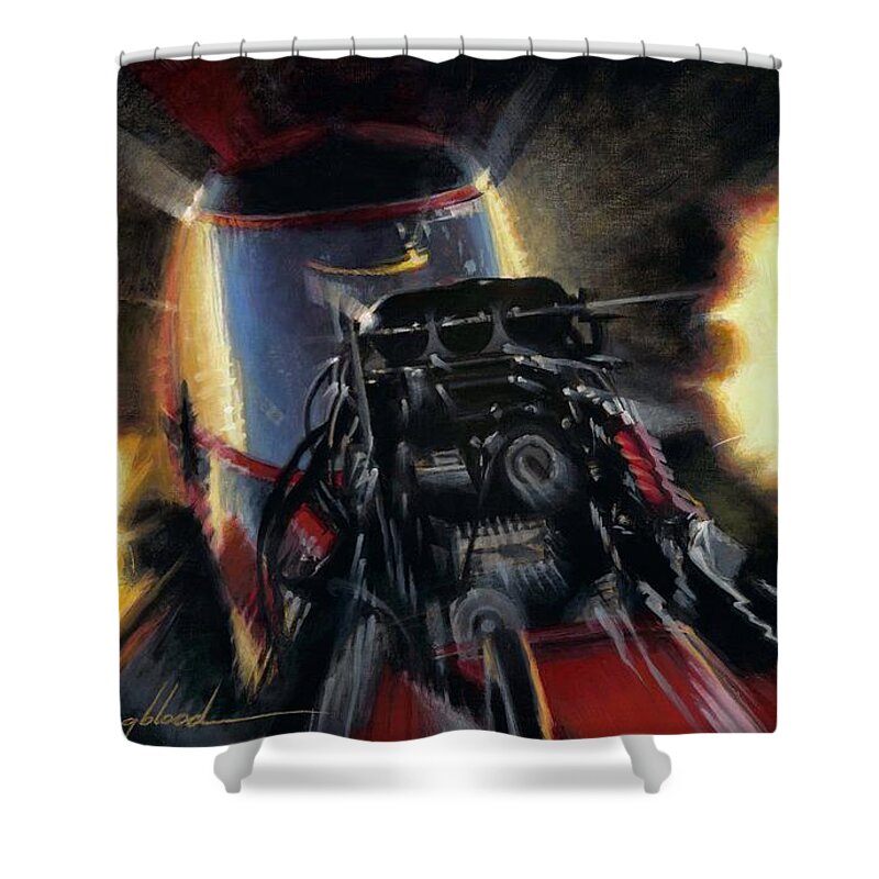 Nhra Heritage Adam Sorokin Shower Curtain featuring the painting Adam by Kenny Youngblood