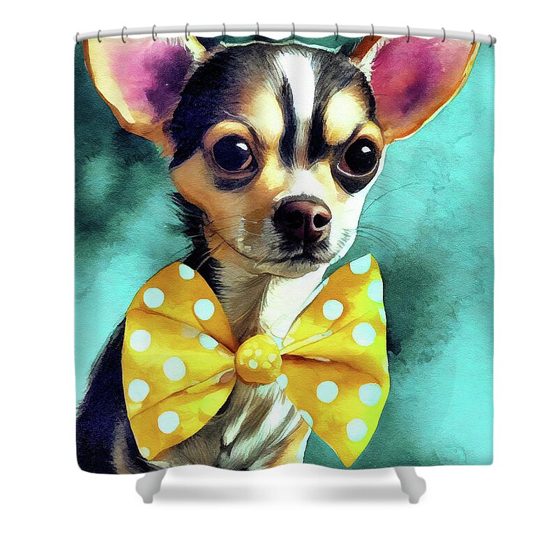 Chihuahua Shower Curtain featuring the painting Adorable Chihuahua by Tina LeCour
