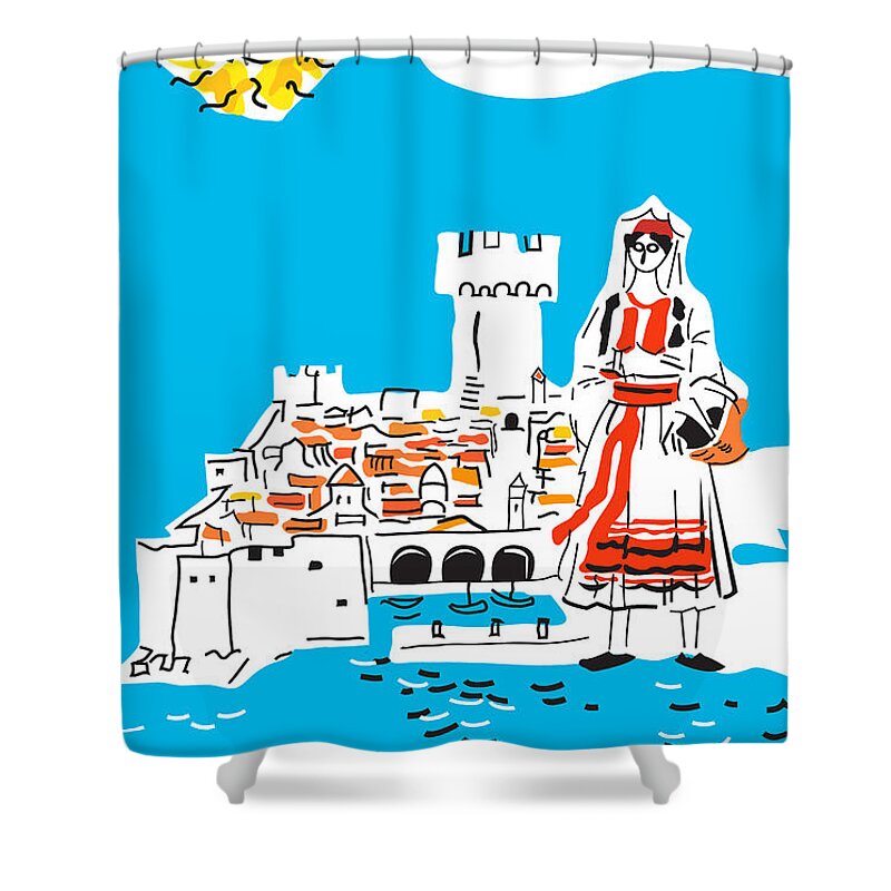 Adriatic Shower Curtain featuring the digital art Adriatic Sea by Long Shot