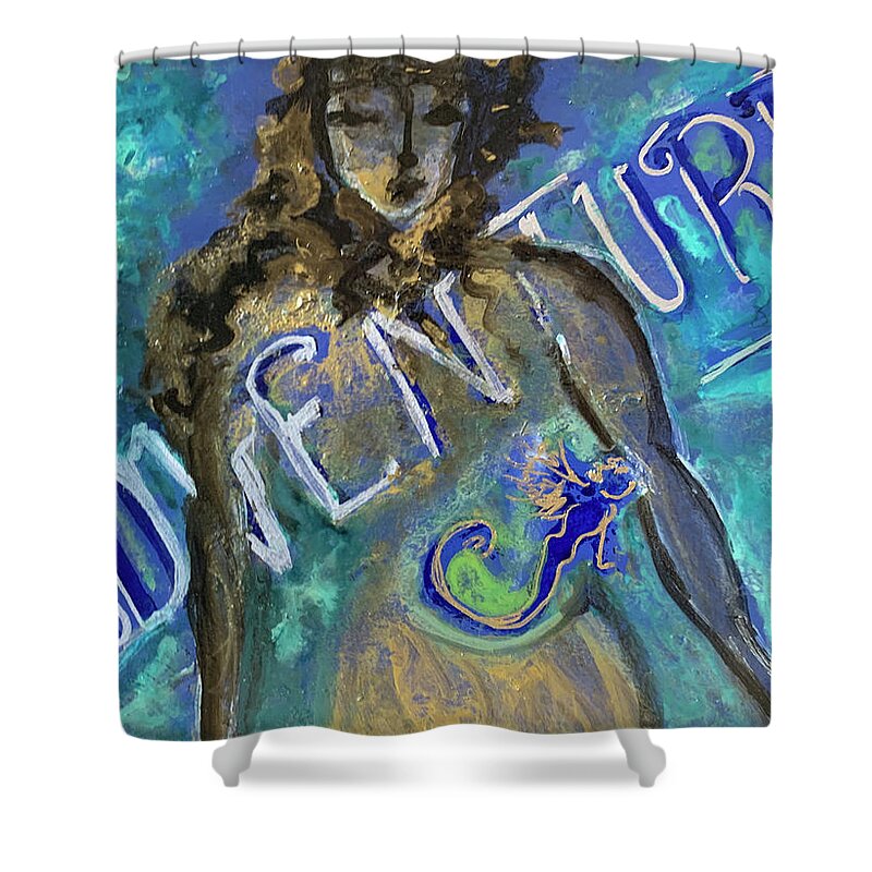 Adventure Shower Curtain featuring the painting Adventure by Leslie Porter
