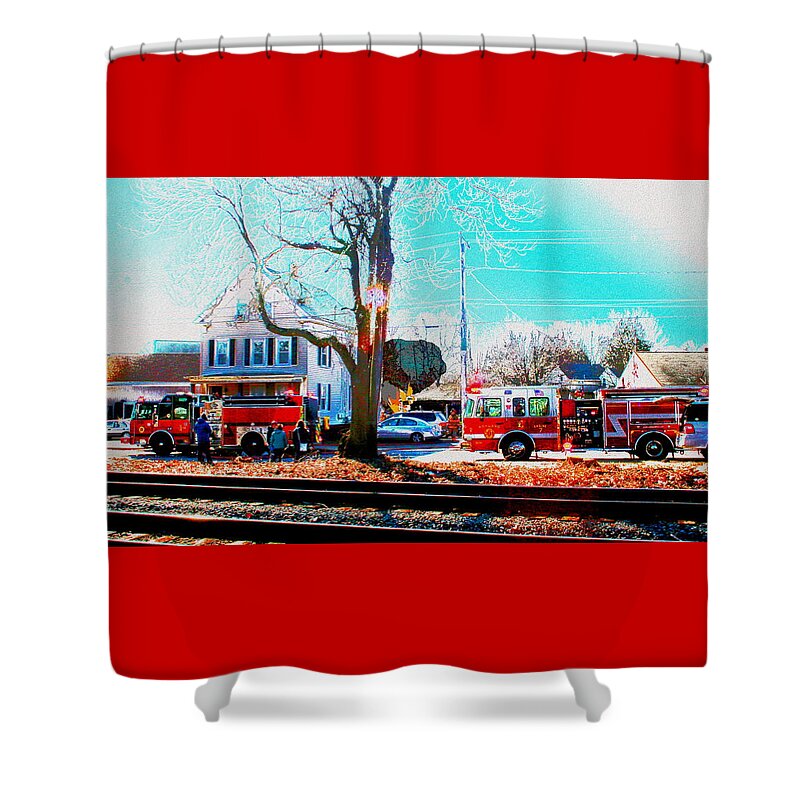 Fire Shower Curtain featuring the digital art AFD On Scene by Cliff Wilson
