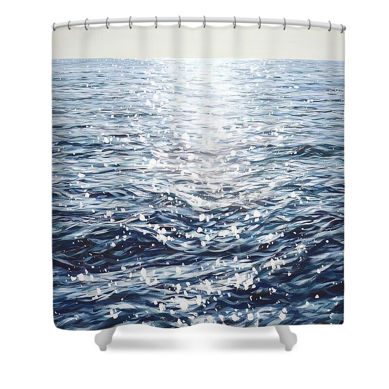 Ocean Shower Curtain featuring the painting 	Affectionate glare of the ocean by Iryna Kastsova