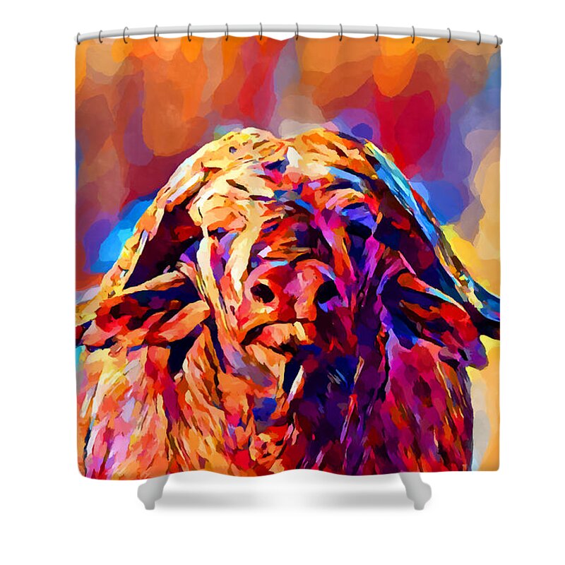 Buffalo Shower Curtain featuring the painting African Buffalo by Chris Butler