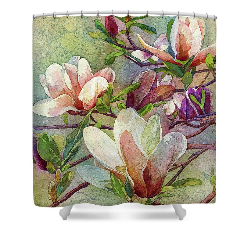 Magnolia Shower Curtain featuring the painting After a Fresh Rain by Hailey E Herrera
