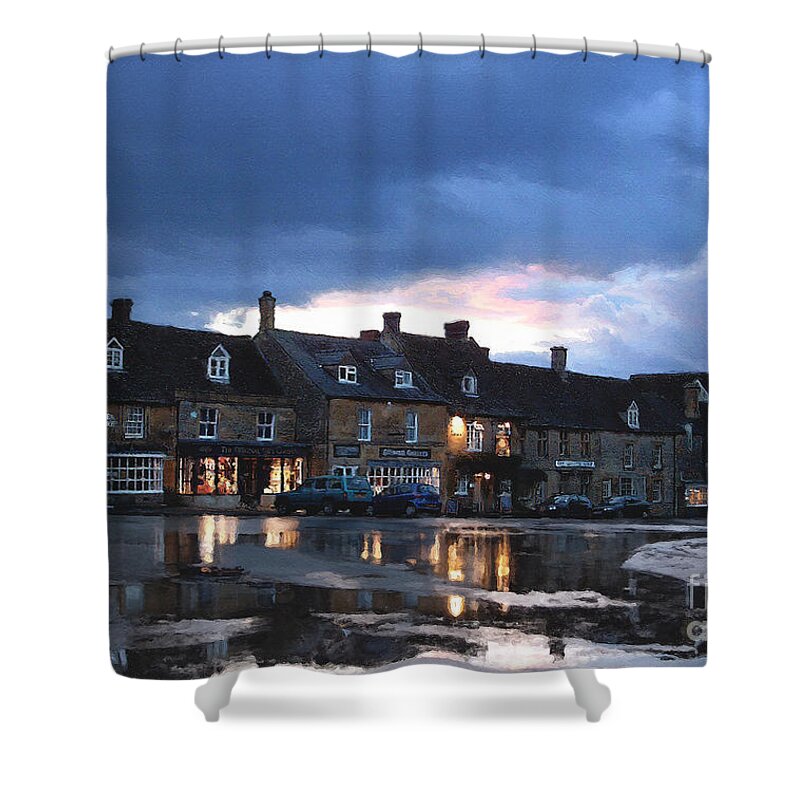 The Cotswolds Shower Curtain featuring the mixed media After a Summer Rain in Stow by Brian Watt