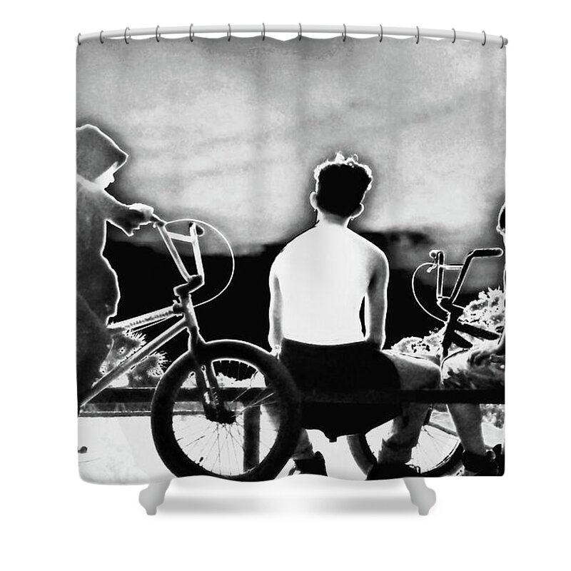 Florida Shower Curtain featuring the mixed media After the Ride 300 by Sharon Williams Eng