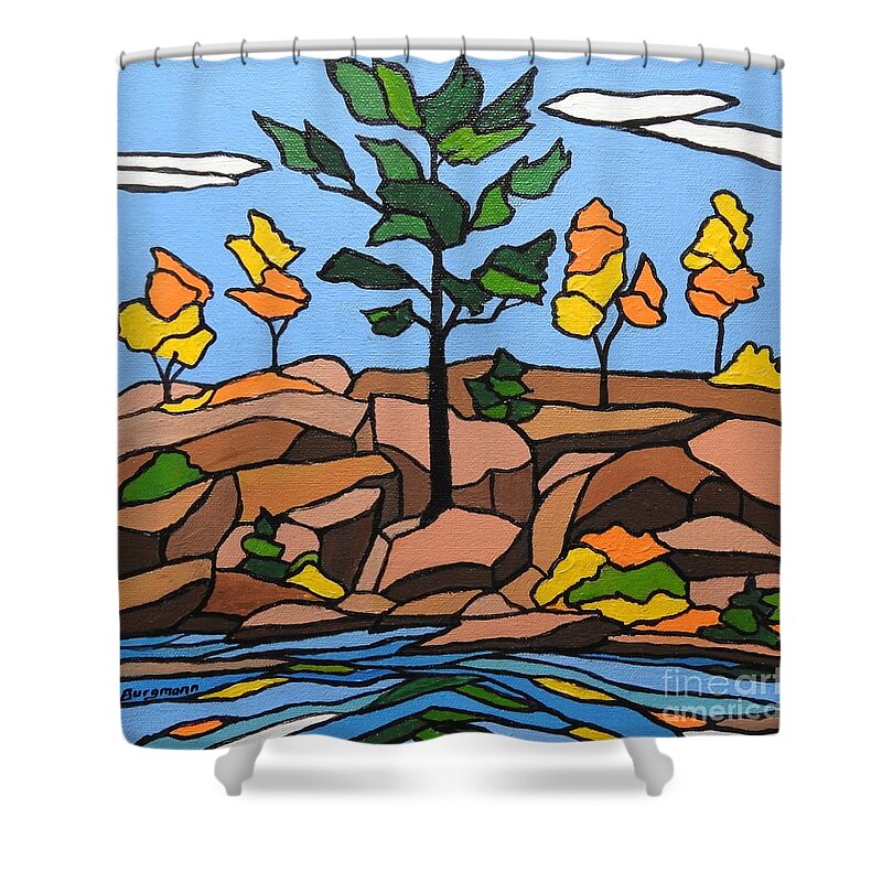 Trees Shower Curtain featuring the painting Against All Odds by Petra Burgmann