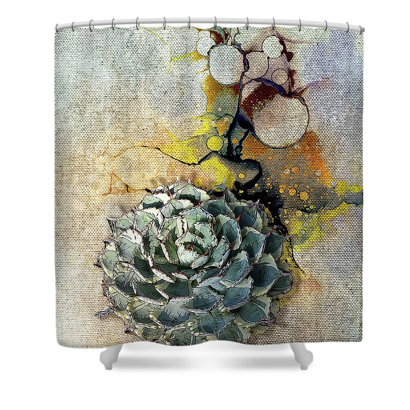 Cactus Shower Curtain featuring the digital art Agave Abstract by Deb Nakano
