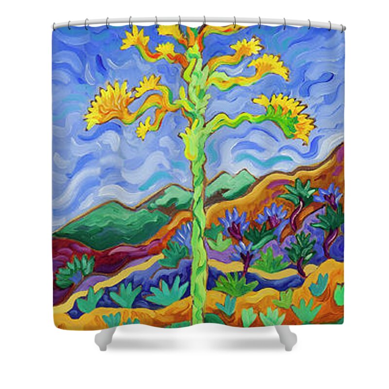 Crow Shower Curtain featuring the painting Agave Berry by Cathy Carey