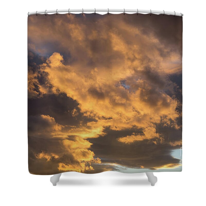 Clouds Shower Curtain featuring the photograph Air and golden light, sea of clouds by Adriana Mueller