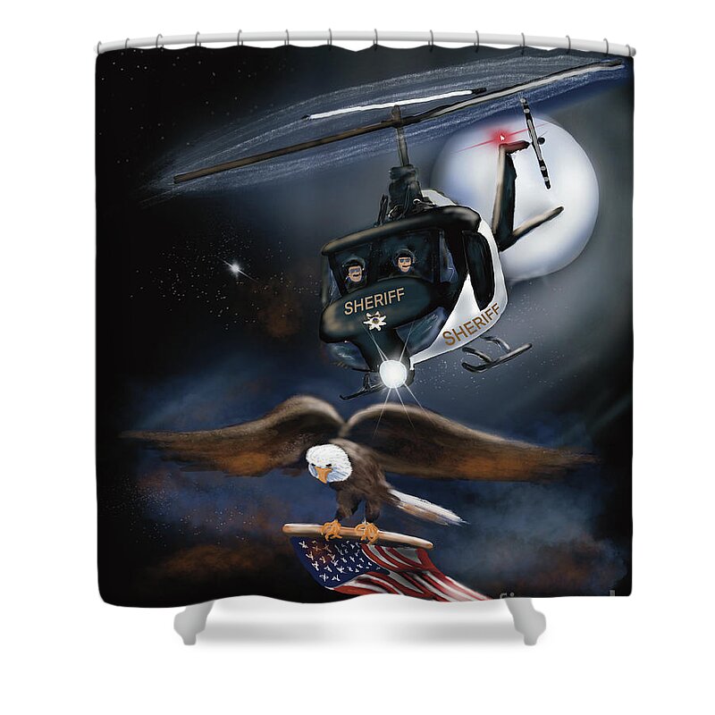 Law Enforcement Shower Curtain featuring the digital art Airborne Sheriff by Doug Gist