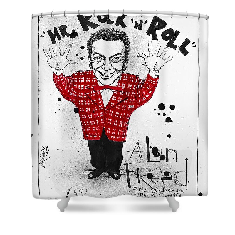  Shower Curtain featuring the drawing Alan Freed by Phil Mckenney