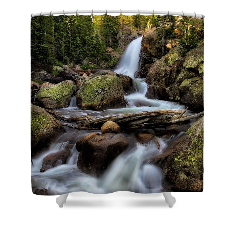 Waterfall Shower Curtain featuring the photograph Alberta Falls at Sunrise by Chuck Rasco Photography