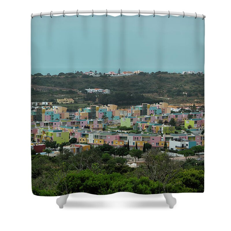 Albufeira Shower Curtain featuring the photograph Albufeira Marina View by Angelo DeVal