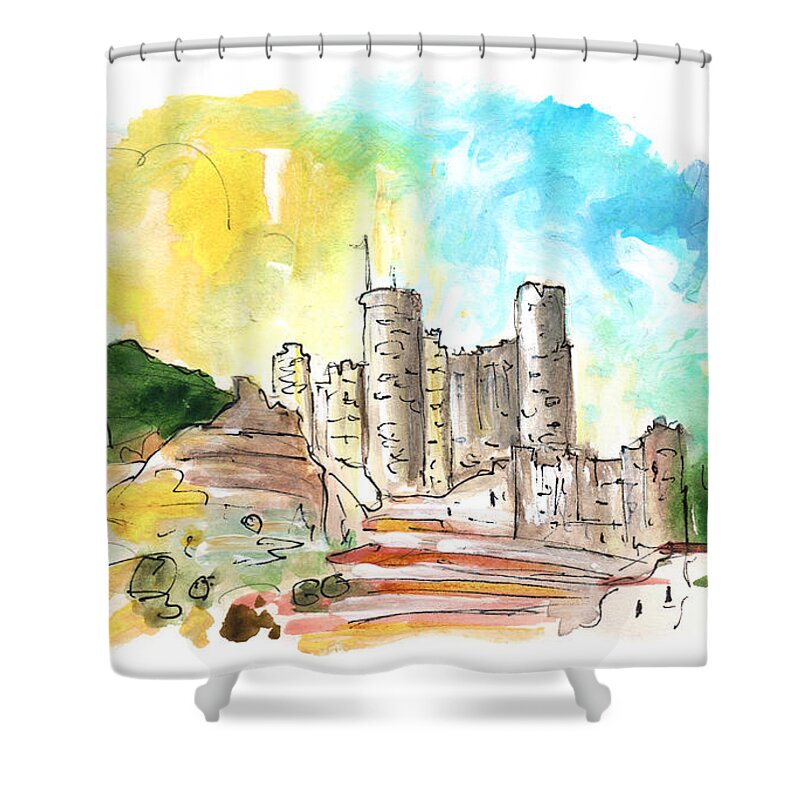 Travel Shower Curtain featuring the painting Alcala Del Jucar 02 by Miki De Goodaboom