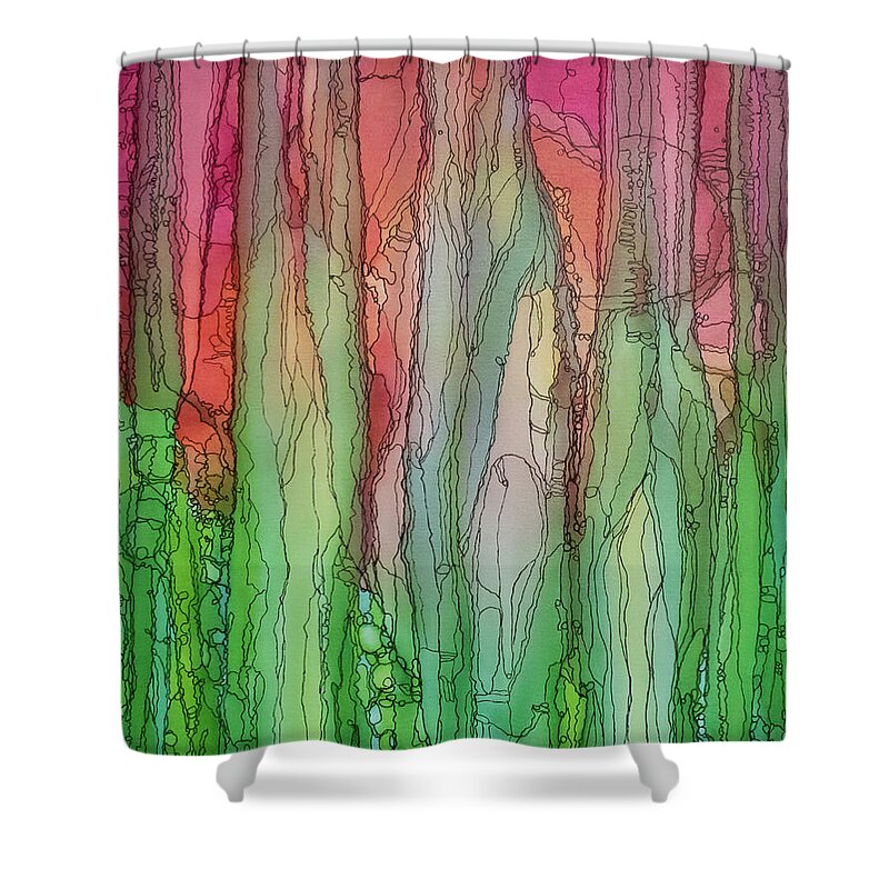 Flowers Shower Curtain featuring the mixed media Alcohol Flowers by Aimee Bruno