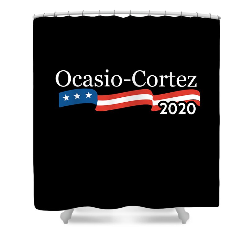 Socialism Shower Curtain featuring the digital art Alexandria Ocasio Cortez 2020 T Shirt by Flippin Sweet Gear