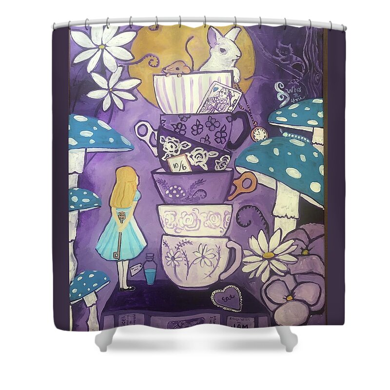  Shower Curtain featuring the painting Alice in Wonderland by Jam Art