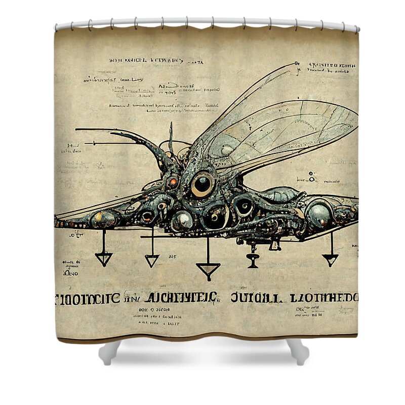 Alien Shower Curtain featuring the digital art Alien Insect #3 by Nickleen Mosher
