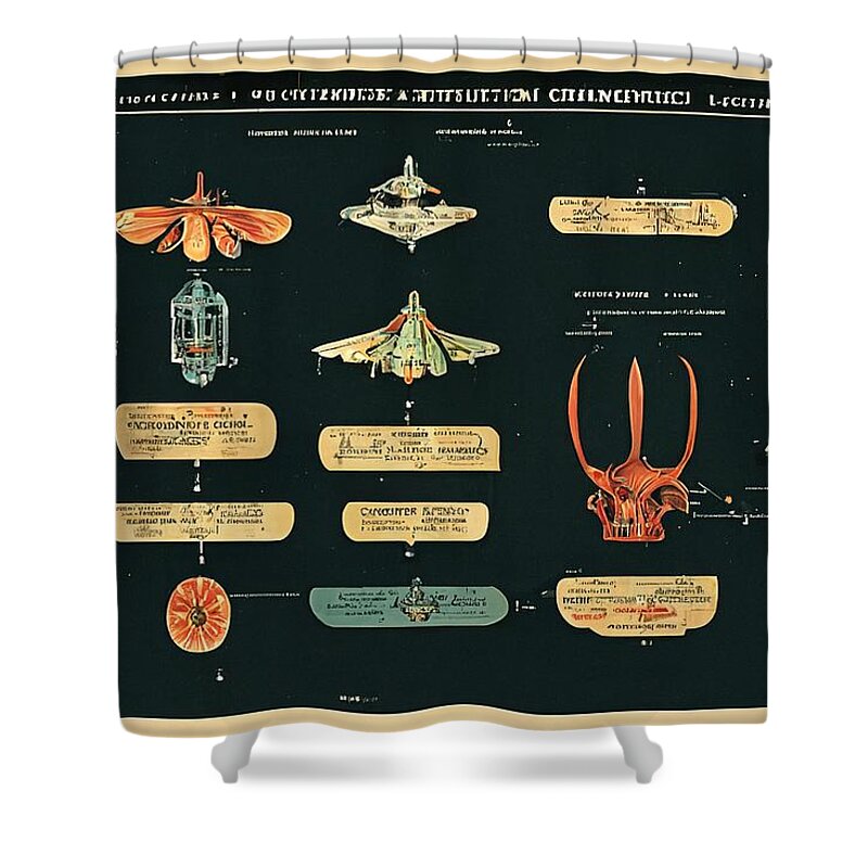 Alien Shower Curtain featuring the digital art Alien Insects #1 by Nickleen Mosher