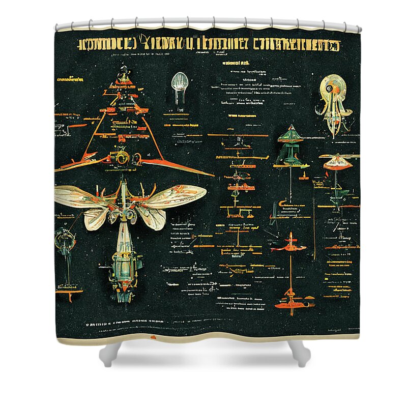Alien Shower Curtain featuring the digital art Alien Insects #5 by Nickleen Mosher