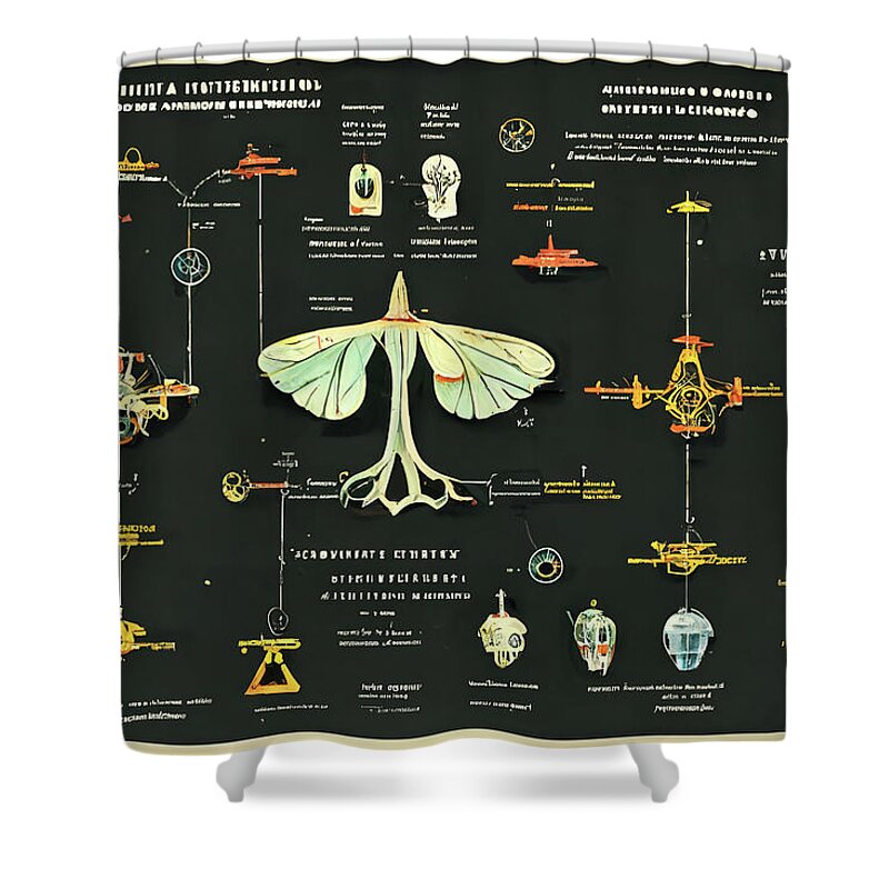 Alien Shower Curtain featuring the digital art Alien Insects #6 by Nickleen Mosher
