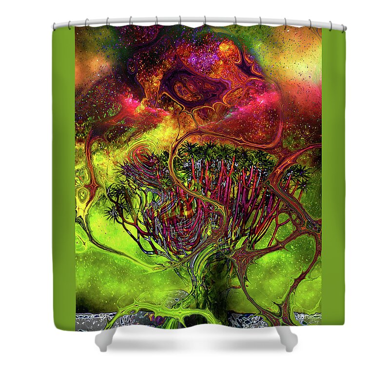 Alien Shower Curtain featuring the digital art Alien Landscape 8d by Lisa Yount