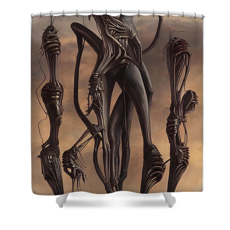 Deep Dream Shower Curtain featuring the digital art Alien Succubus 4 by Otto Rapp