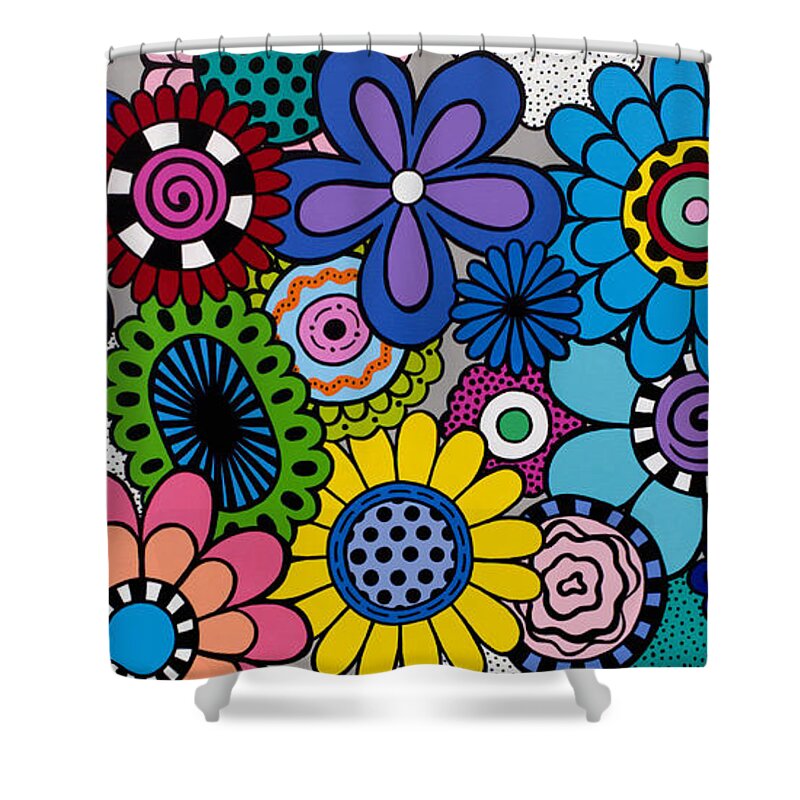 Flowers Shower Curtain featuring the painting All About the Blooms by Beth Ann Scott