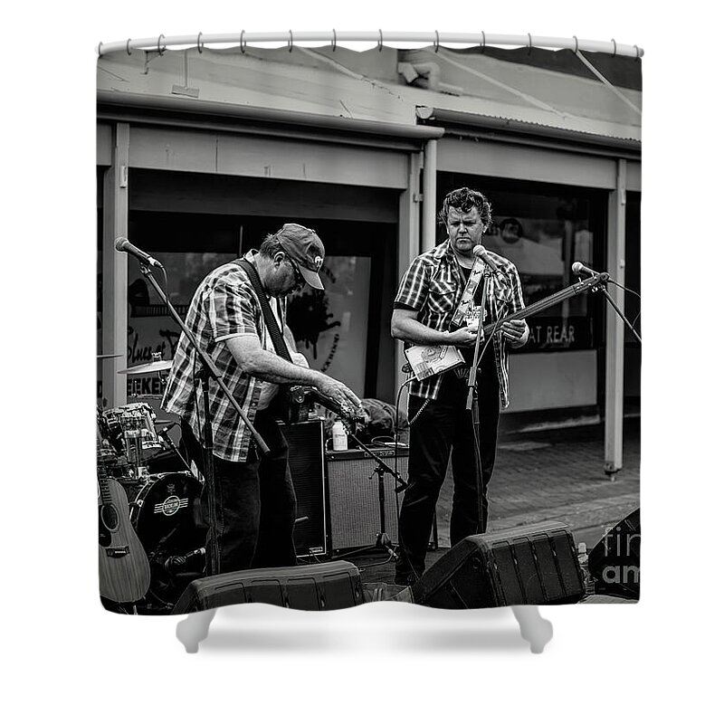 Bridgetown Shower Curtain featuring the photograph All About the Blues by Elaine Teague
