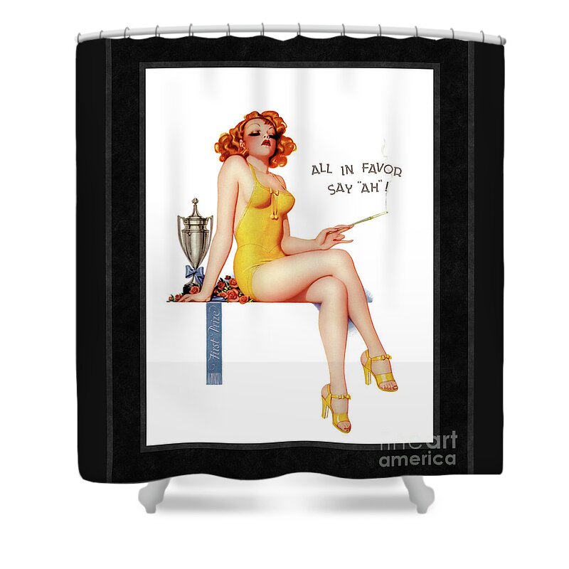 All In Favor Say Ah Shower Curtain featuring the painting All In Favor Say Ah by Enoch Bolles Vintage Illustration Xzendor7 Art Reproductions by Rolando Burbon