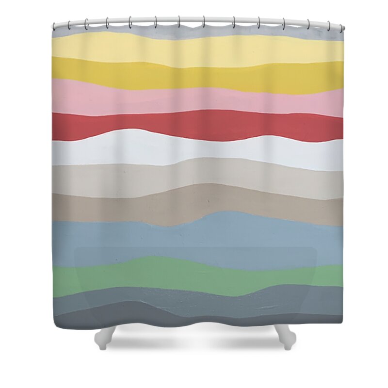 Seascape Painting Shower Curtain featuring the painting All My Days at the Beach, Colorful Pacific Ocean Coast Painting by Christie Olstad