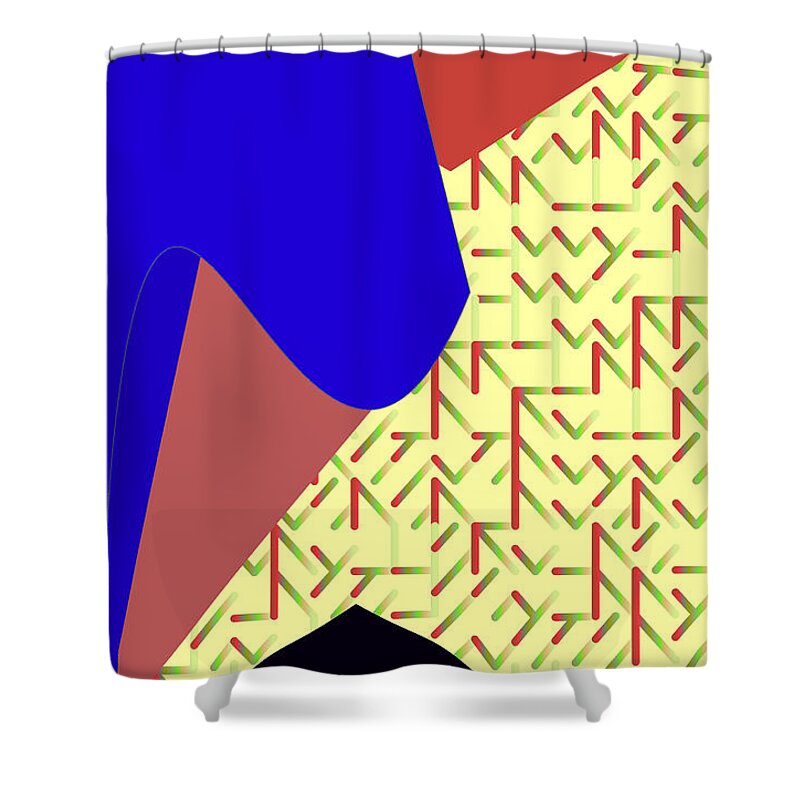 Abstract Shower Curtain featuring the painting All roads lead to Blue by Rafael Salazar
