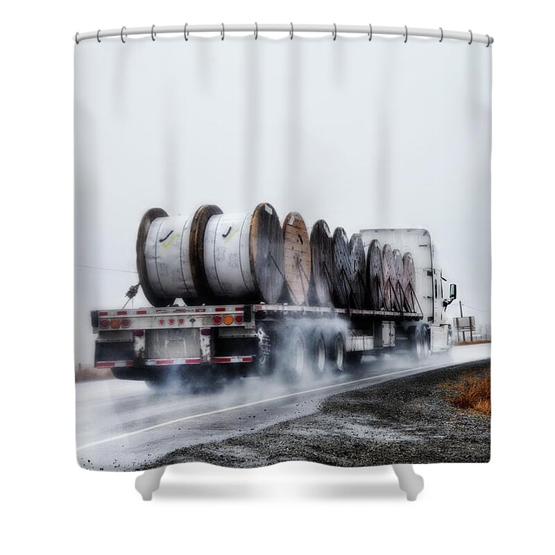 Theresa Tahara Shower Curtain featuring the photograph All Weather Trucker by Theresa Tahara