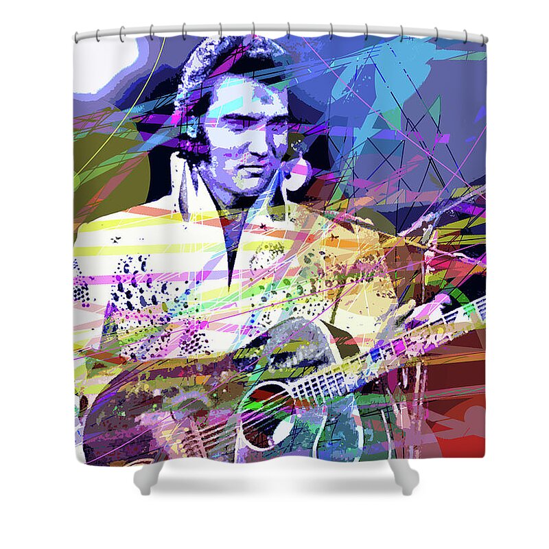 Elvis Shower Curtain featuring the painting Aloha Elvis by David Lloyd Glover
