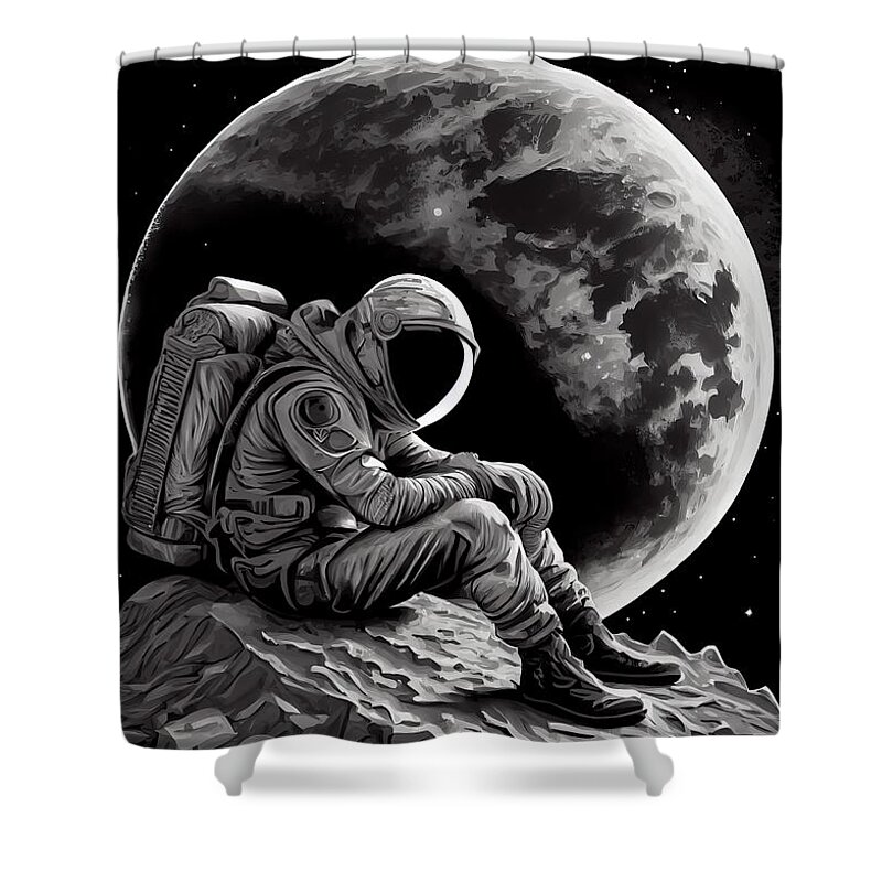 Astronaut Shower Curtain featuring the painting Alone by N Akkash