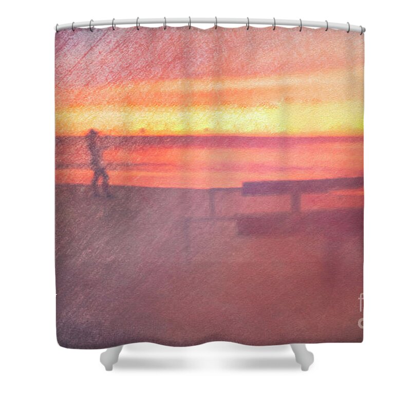 Sunsets Shower Curtain featuring the mixed media Altered Reality 48 - Alone Not Yet So by DB Hayes