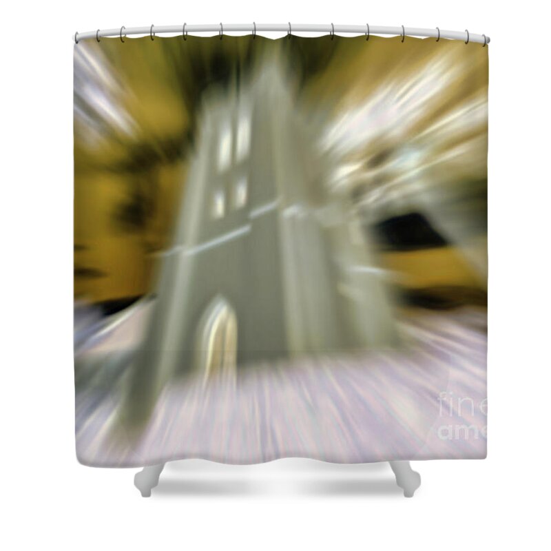 Spiritual Shower Curtain featuring the mixed media Altered Reality 49 - Hallelujah by DB Hayes