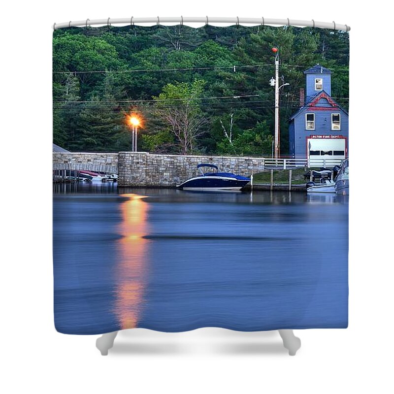 Alton Bay Shower Curtain featuring the photograph Alton Fire Station by Steve Brown