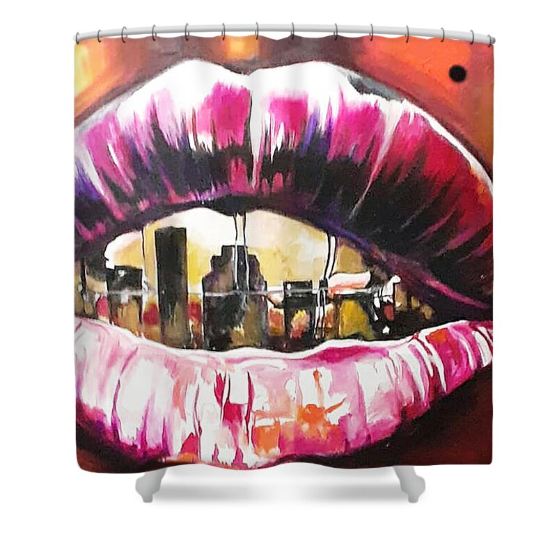 Htine Goin Down Shower Curtain featuring the painting Always Represent by Femme Blaicasso